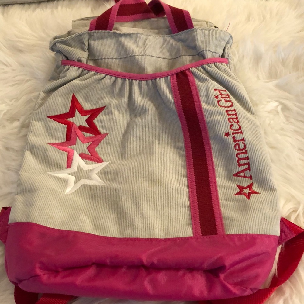 American Girl Pink and Light Gray Star Accent Kids Backpack